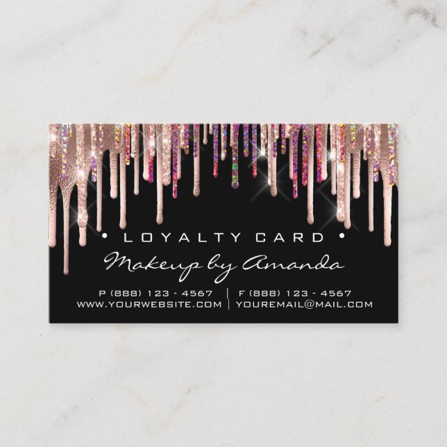 Loyalty Card 6 Punch Makeup Holograph Rose VIP (Front)