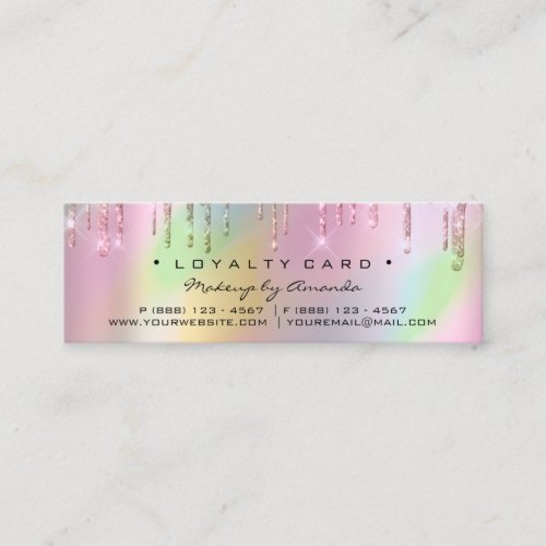 Loyalty Card 6 Punch Makeup Holographic Rose Small