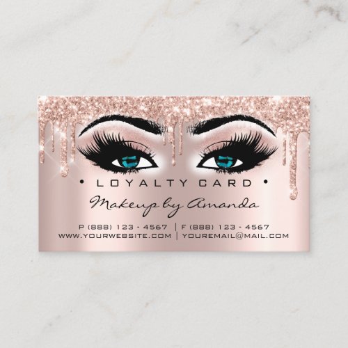 Loyalty Card 6 Punch Makeup Lashes Heart Rose Blue