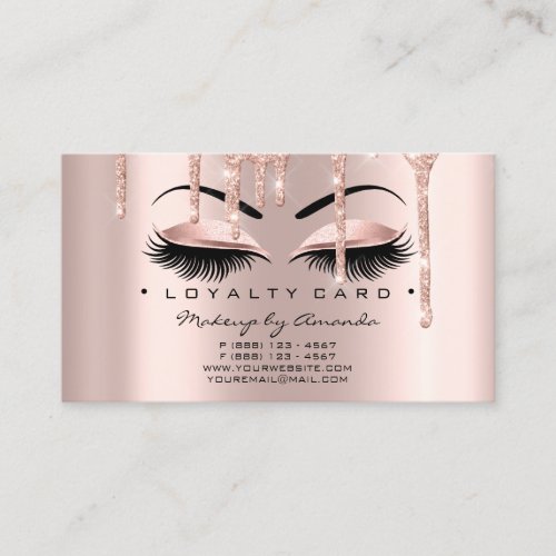 Loyalty Card 6 Punch Makeup Lashes Heart Rose Drip