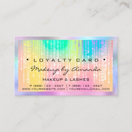 Loyalty Card 6 Punch Makeup Nails Unicorn Rainbow