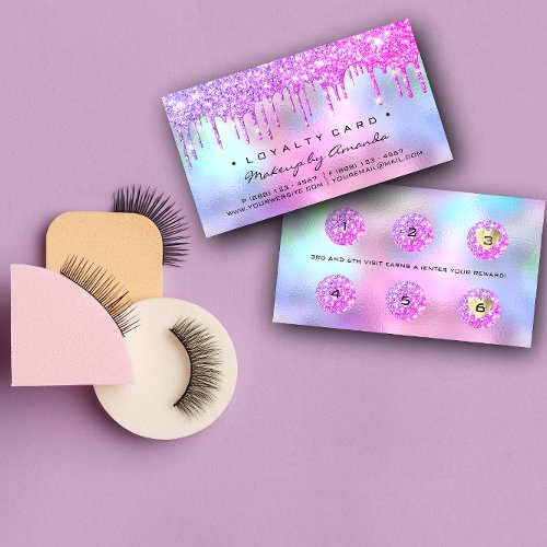 Loyalty Card 6 Punch Pink Makeup Artist Holograph
