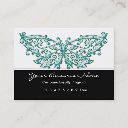 Customizable Loyalty Card :: Beautiful Turquoise Butterfly Business Card