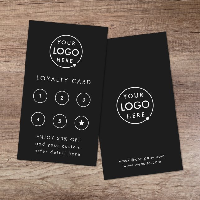 Loyalty Card | Black Business Reward Punch Cards (Build brand loyalty with this professional modern customer reward card design)