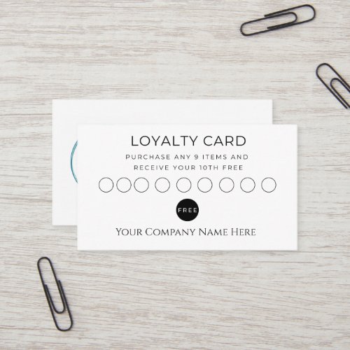 Loyalty Card Black White Minimalist Logo Business 