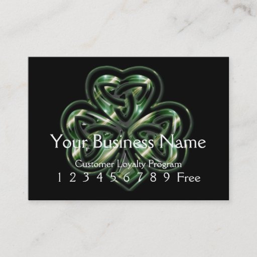 Customizable Loyalty Card :: Celtic Shamrock Design 2 Business Cards