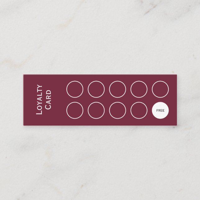 Loyalty Card, Clean and simple, burgundy red Card (Front)