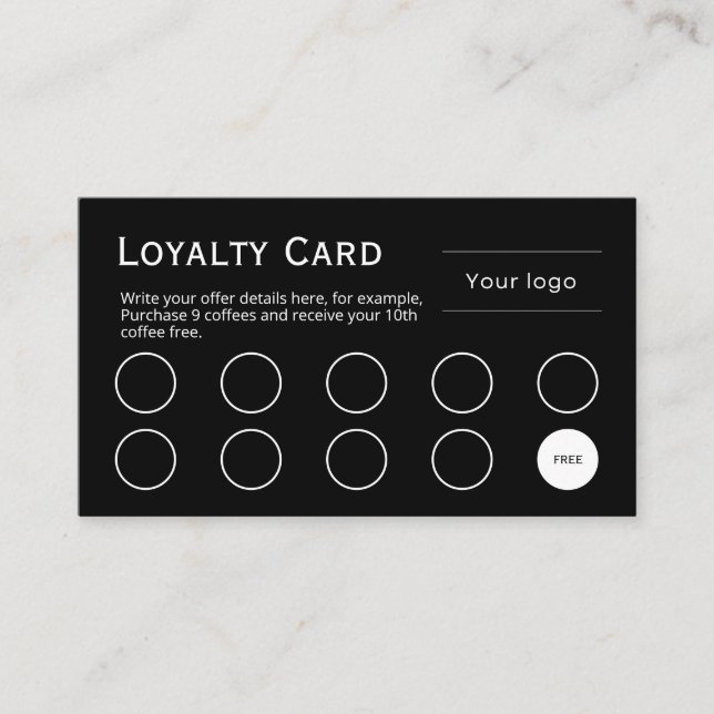 Loyalty Card, Clean and simple, professional black Card (Front)