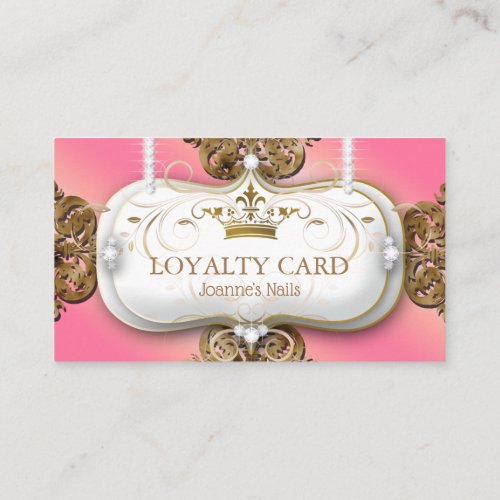 Loyalty Card Diamonds Gold Glitter Crown