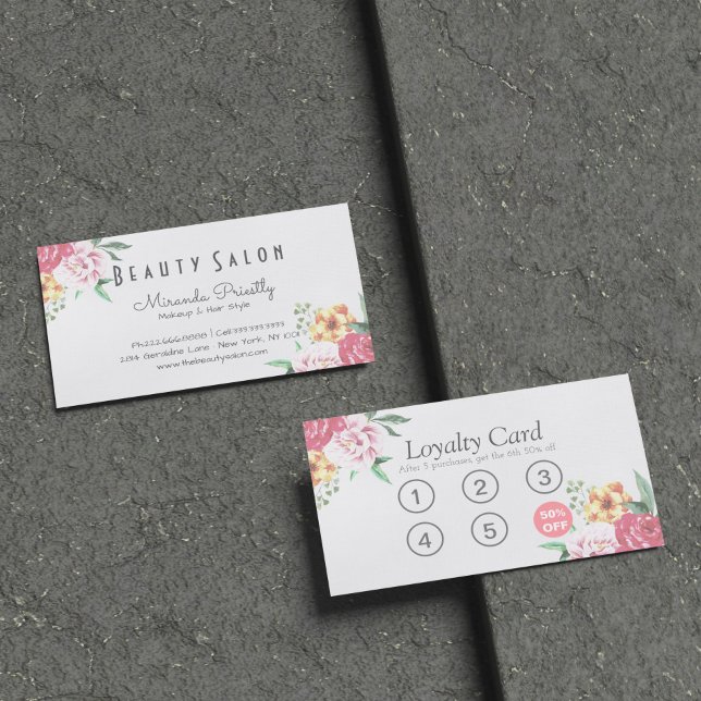 Loyalty Card Elegant Floral Makeup & Hair Stylist (Creator Uploaded)
