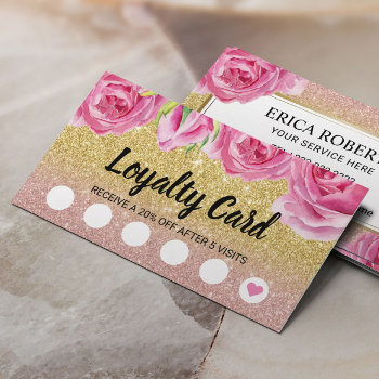 Loyalty Card | Elegant Floral Modern Gold Glitter by cardfactory at Zazzle