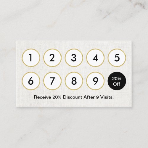 Loyalty Card  Elegant White Linen Salon Spa