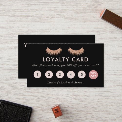 Loyalty Card Eyelashes Makeup Artist Rose Gold