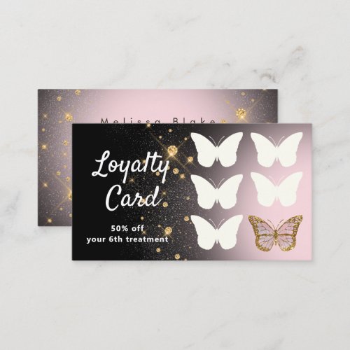 loyalty card faux glitter butterfly