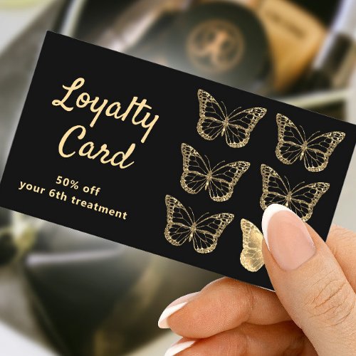 loyalty card faux gold foil butterflies