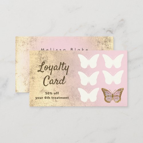 loyalty card faux gold foil butterfly