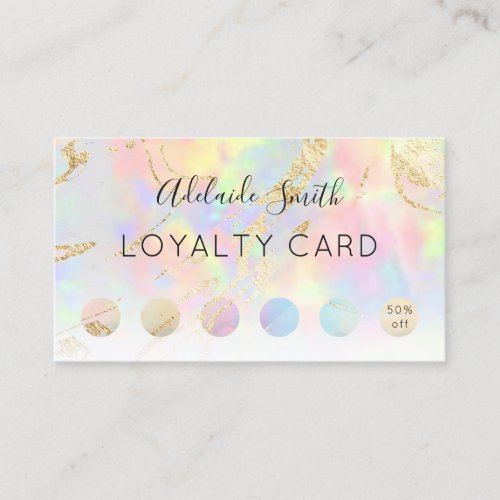 loyalty card faux iridescent opal