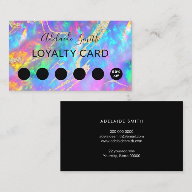 loyalty card fire opal gemstone (Front/Back)