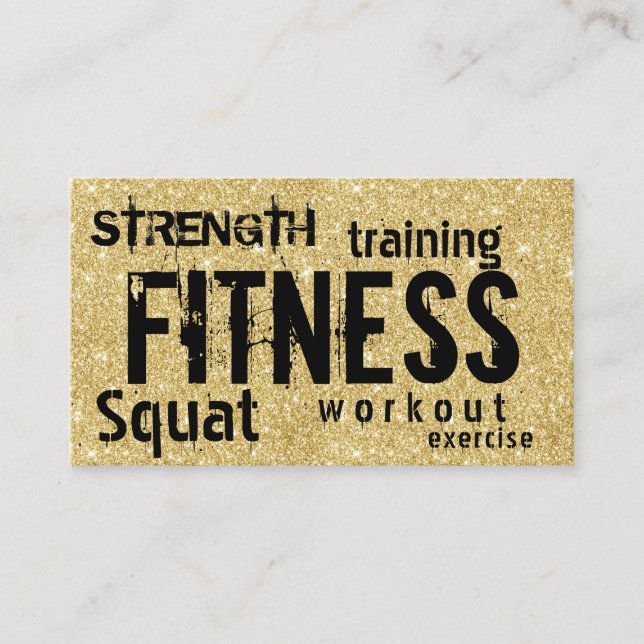 Loyalty Card Fitness Personal Trainer Gold Glitter (Front)