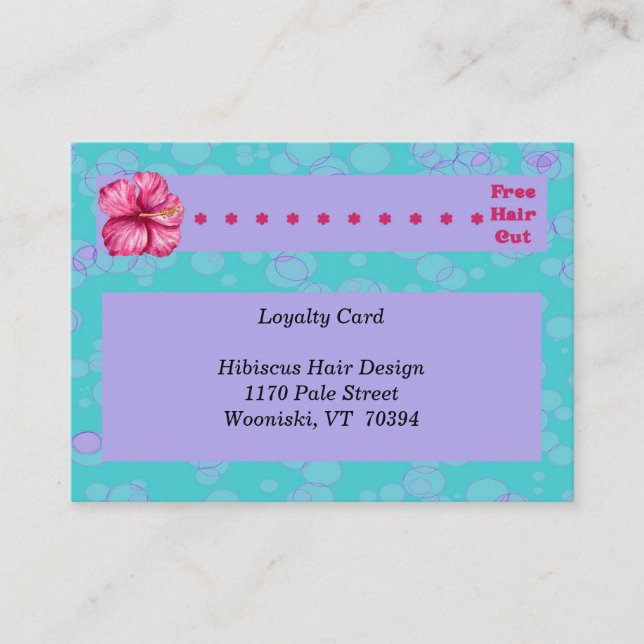 Loyalty Card for Hair Designer Lavender & Teal (Front)