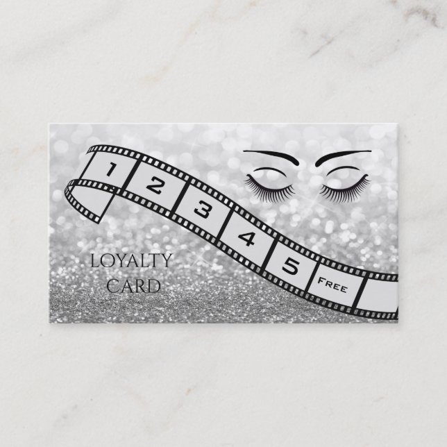 Loyalty card  glittery filmstrip eyelashes eyebrow (Front)