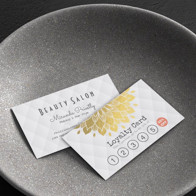 Loyalty Card Gold Floral White Leather Hair Makeup (Creator Uploaded)