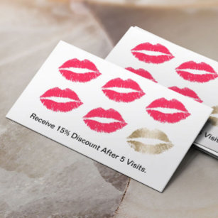 Loyalty Card   Makeup Artist Red Lips Beauty Salon