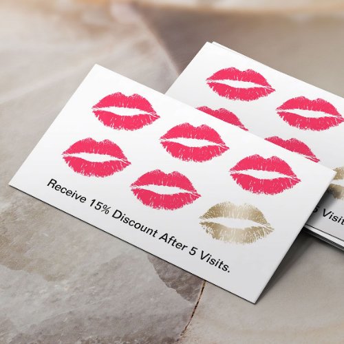 Loyalty Card  Makeup Artist Red Lips Beauty Salon