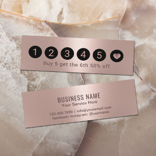 Loyalty Card Modern Rose Gold Metallic 6 Punch