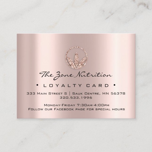 Loyalty Card Nutrition Health Herbs Rose 21 (Front)