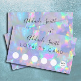 faux holographic opal stone business card