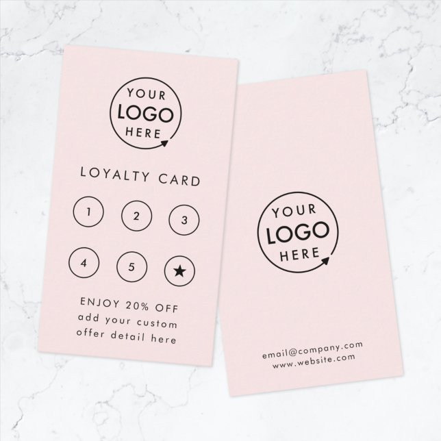 Loyalty Card | Pink Business Reward Punch Cards (Build brand loyalty with this professional modern customer reward card design)