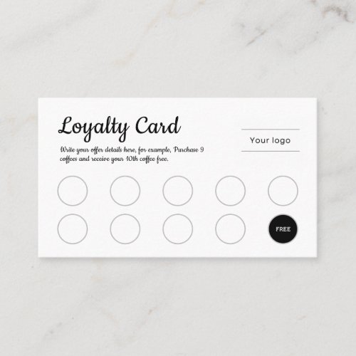 Loyalty Card Plain and Simple script typography
