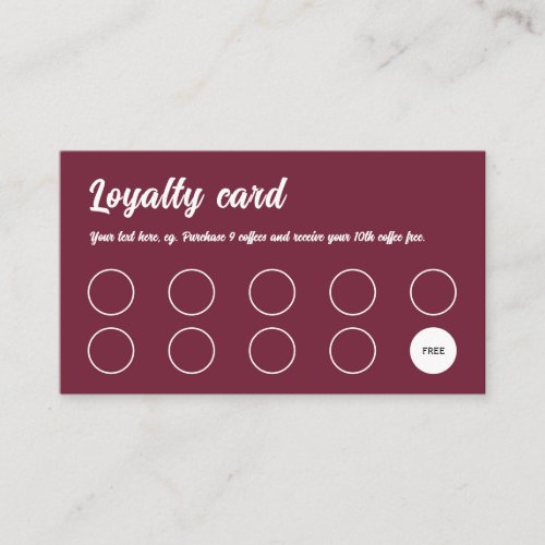 Loyalty Card Retro professional burgundy red