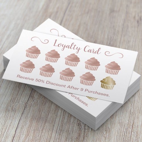 Loyalty Card  Rose Gold Cupcakes Pastry Bakery