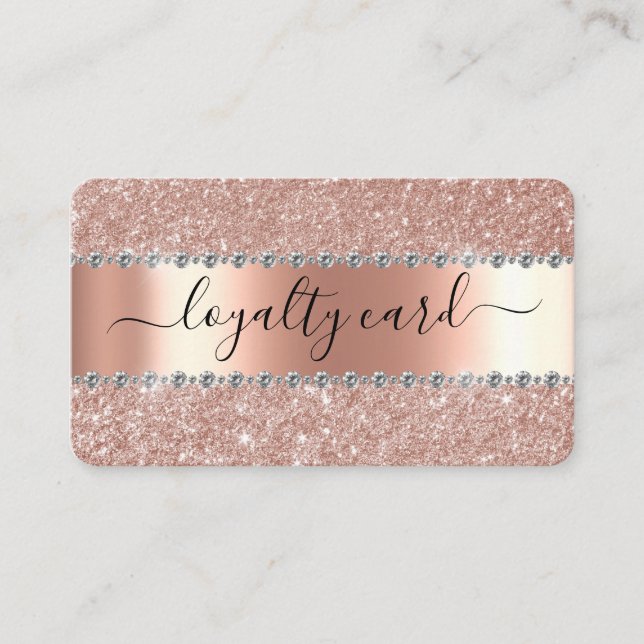 Loyalty Card Rose gold Glitter Handwritten (Front)