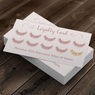 Loyalty Card   Rose Gold Lashes Salon Blush Pink