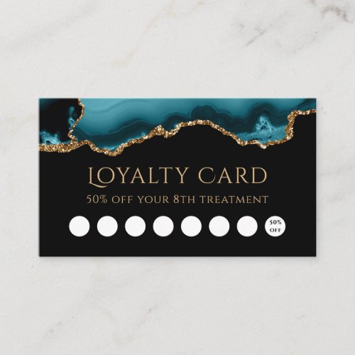 loyalty card teal and gold agate
