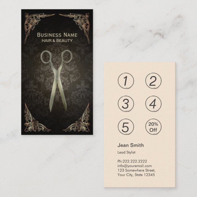 Loyalty Card | Vintage Damask Hair Salon (Front/Back)