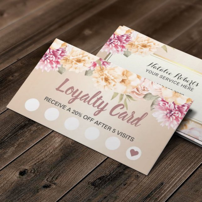 Loyalty Card | Vintage Floral Ivory Beauty Salon (Creator Uploaded)