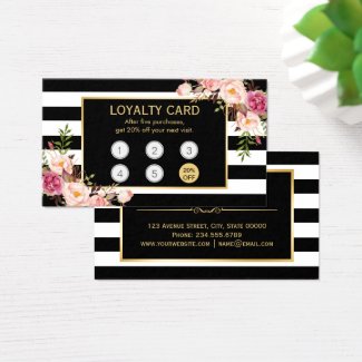 Loyalty Card Vintage Gold Floral Beauty Salon