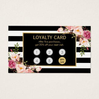 Loyalty Card Vintage Gold Floral Beauty Salon