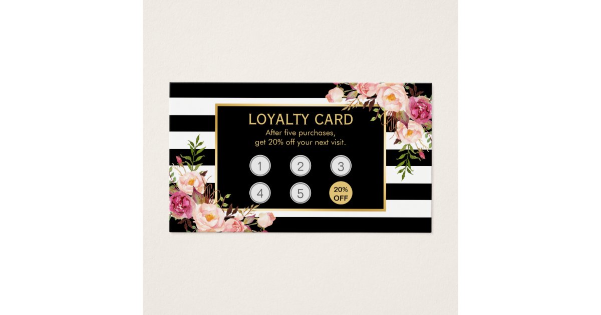 Loyalty Card Vintage Gold Floral Beauty Salon