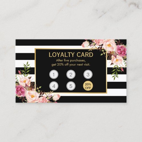 Loyalty Card Vintage Gold Floral Beauty Salon