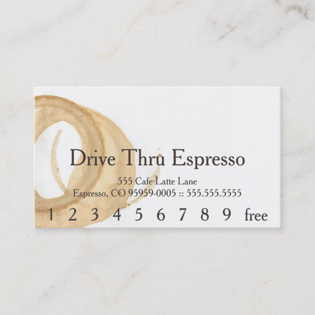 Loyalty Cheltenham Font Coffee Stain Punchcard Card (Front)
