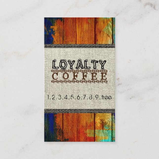 Loyalty Coffee Punch Burlap Wood Look #2 Card (Front)