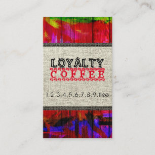 Loyalty Coffee Punch Burlap Wood Look #5 Card