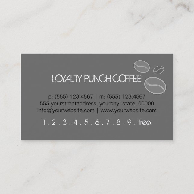 Loyalty Coffee Punch Modern Dim Gray Background Card (Back)