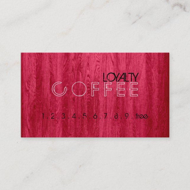 Loyalty Coffee Punch Modern Red Wood Grain (Front)