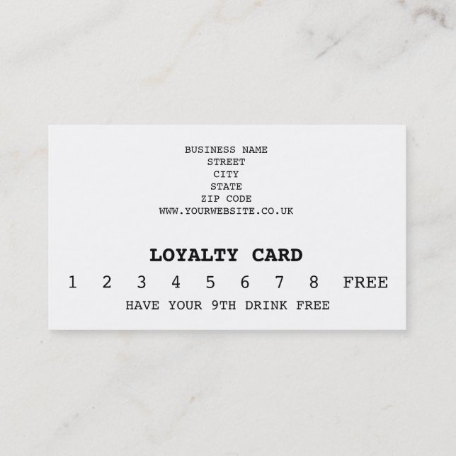 Loyalty Coffee Shop Card with Bean Logo (Back)